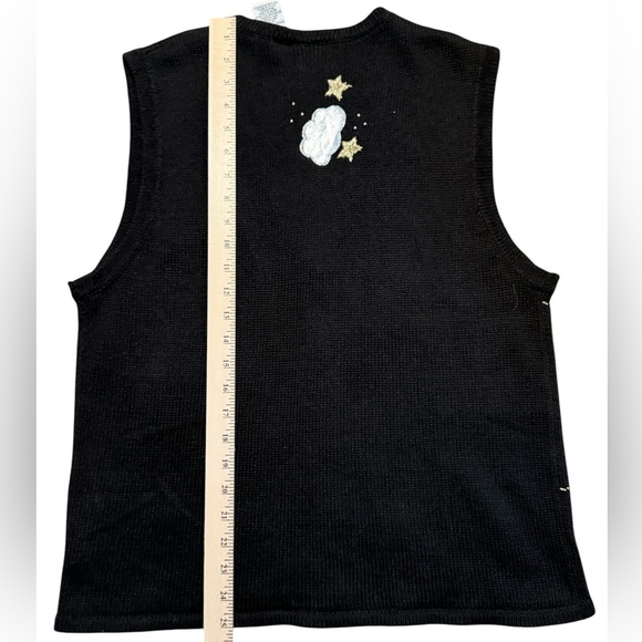 Vtg Bobbie Brooks Ladies Size Lg Christmas Sweater Vest Angels Gold Christmas - Picture 6 of 6